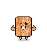 el musculoso personaje de tablón de madera posa mostrando sus músculos vector