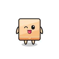 cute pizza box character in sweet expression while sticking out her tongue vector