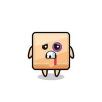 injured pizza box character with a bruised face vector