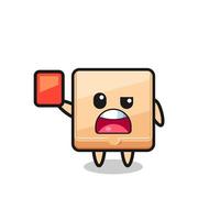 pizza box cute mascot as referee giving a red card vector