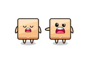 illustration of the argue between two cute pizza box characters vector