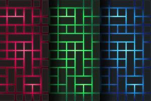 set futuristic geometric 3d rectangles illumination background vector
