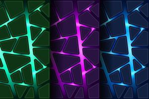 set futuristic geometric 3d fragments illumination background