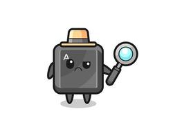 the mascot of cute keyboard button as a detective vector