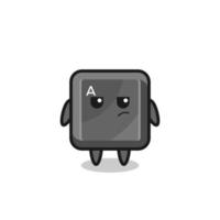 lindo personaje de botón de teclado con expresión sospechosa vector