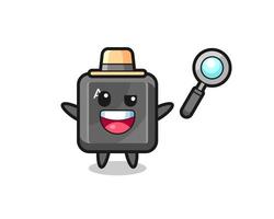 illustration of the keyboard button mascot as a detective who manages to solve a case vector