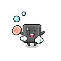 keyboard button character is bathing while holding soap vector