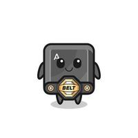 the MMA fighter keyboard button mascot with a belt vector