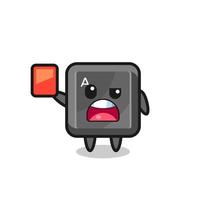 keyboard button cute mascot as referee giving a red card vector