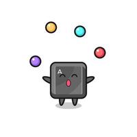 the keyboard button circus cartoon juggling a ball vector