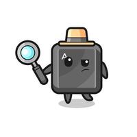 keyboard button detective character is analyzing a case vector