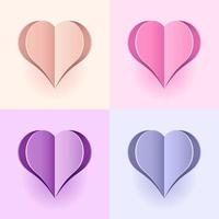Paper hearts design. Vector symbol of love in shape of hearts for Happy Women's, Mothers day, birthday greeting card design. Vector illustration