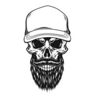 Skull with hat and beard vector