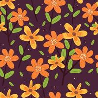 seamless pattern flower and leaves. botanical drawing for spring wallpaper vector