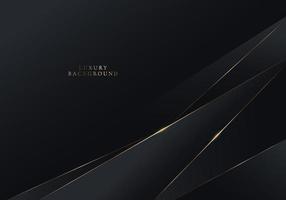 3D modern luxury elegant banner template design black geometric triangle shape and golden lines on dark background vector