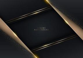 3D modern luxury template design black and gold stripes with golden glitter line light sparking on dark background