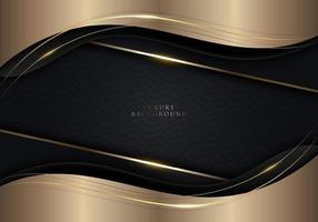 Elegant 3D abstract background golden wave shape with gold thread lines on black background vector