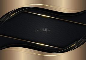 Elegant 3D abstract background golden wave shape with gold thread lines on black background vector