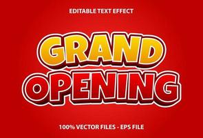 grand opening text effect with red and yellow color. Editable text effects for templates.