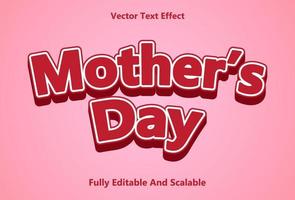 efecto de texto del día de la madre con color rosa editable. efectos de texto para plantillas. vector