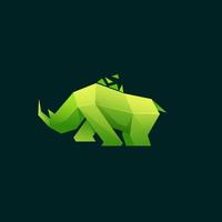 Colorful rhino polygon logo design vector