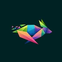 Colorful rabbit polygon logo design vector