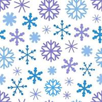 Winter seamless pattern from snowflakes. Fabulous background for design on theme of cozy winter, New Year, Christmas. Flat cute baby illustrations vector