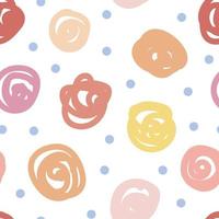 Abstract pattern curls and dots. Drawn by hands in trendy doodle style vector