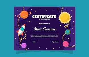 Space Themed Kindergarten Certificate Template vector