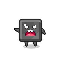 cute keyboard button cartoon in a very angry pose vector