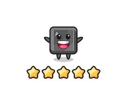 the illustration of customer best rating, keyboard button cute character with 5 stars vector