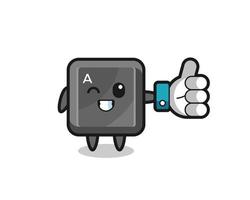 cute keyboard button with social media thumbs up symbol vector