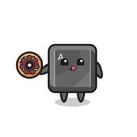 illustration of an keyboard button character eating a doughnut vector