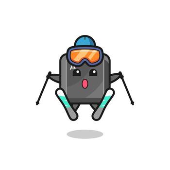 keyboard button mascot character as a ski player vector