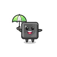 cute keyboard button illustration holding an umbrella
