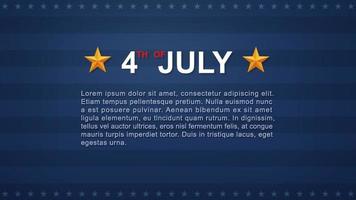 Fondo del 4 de julio para el día de la independencia de estados unidos con fondo azul y bandera estadounidense. vector. vector