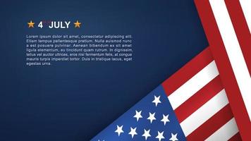 4th of July background for USA Independence Day with blue background and American flag. Vector. vector