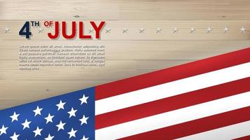 4th of July background for USA Independence Day with blue background and American flag. Vector. vector