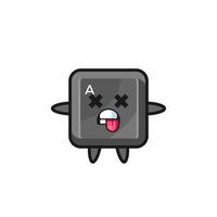 personaje del lindo botón del teclado con pose muerta vector