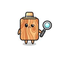 la mascota de la linda madera de tablones como detective vector