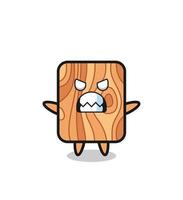 wrathful expression of the plank wood mascot character vector