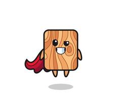 the cute plank wood character as a flying superhero vector