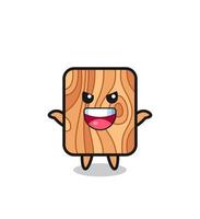the illustration of cute plank wood doing scare gesture vector