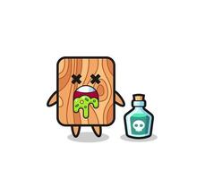 illustration of an plank wood character vomiting due to poisoning vector