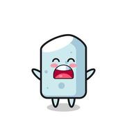 cute chalk mascot with a yawn expression vector