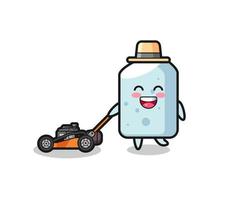 illustration of the chalk character using lawn mower vector