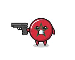 the cute morocco flag character shoot with a gun vector