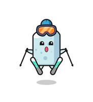 chalk mascot character as a ski player vector