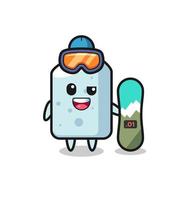 Illustration of chalk character with snowboarding style vector