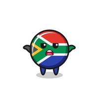 personaje de la mascota de la bandera de sudáfrica diciendo que no sé vector